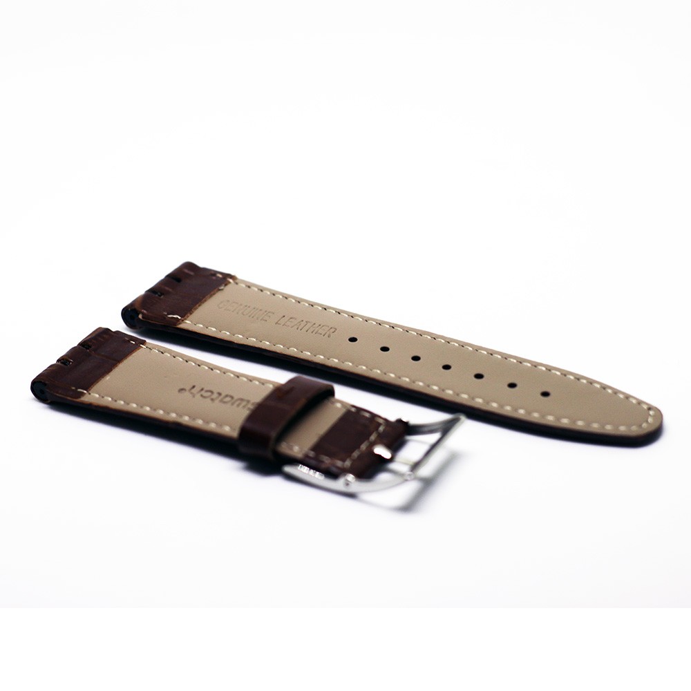 Черный часовой ремень из кожи Swatch
